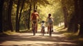 Family taking a bike ride Royalty Free Stock Photo