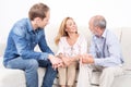 Family talking in the living room