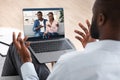 Family Therapy During Quarantine. Black Councelor Consulting Spouses Online On Laptop Royalty Free Stock Photo