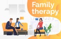 Family therapy text with psychologist talking to couple vector Royalty Free Stock Photo