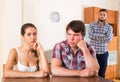 Family thinking about quarrel with partners Royalty Free Stock Photo