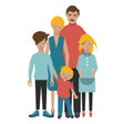 Family with three children. Mother, father and kids. Flat people figures. Vector
