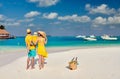 Family with three year old boy on beach Royalty Free Stock Photo