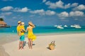 Family with three year old boy on beach Royalty Free Stock Photo