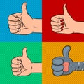 Family thumbs up pop art vector illustration Royalty Free Stock Photo