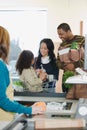 Family at a till