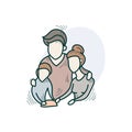Family time color icon. Father, mother and child