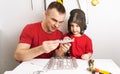 Family time: father and son assemble a large-scale model of the aircraft.