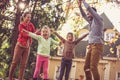 Family time, Happy family playing outside, autumn season.