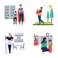 Family Time, Housewife, Flat Icons Pack