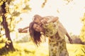 Family time. Little girl and her Mother playing at nature. Royalty Free Stock Photo