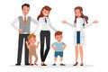 Family to see Doctor in hospital character vector design. Presentation in various action with emotions, smile and happy
