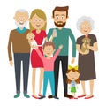 Family together. Grandpa grandma father mother son daughter baby Royalty Free Stock Photo