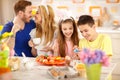 Family together prepare Easter celebration Royalty Free Stock Photo