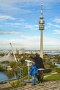 Family of tourists admiring the sights of Olympiapark