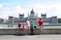 Family tourists in Budapest