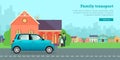 Family Transport Flat Vector Web Banner