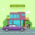 Family Transport Flat Vector Web Banner
