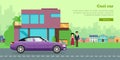 Family Transport Flat Vector Web Banner