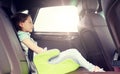 Family with child in safety seat driving car Royalty Free Stock Photo