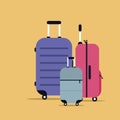 Illustration of luggages of a small family on trip