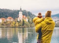 Family Travel Bled Lake, Slovenia, Europe Royalty Free Stock Photo