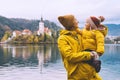 Family Travel Bled Lake, Slovenia, Europe Royalty Free Stock Photo
