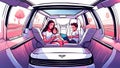 family travel in ev electric autonomous self driving car while play enjoy the ride