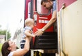 Family travel in train Royalty Free Stock Photo