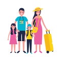 family travelers tourist baggage