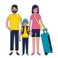 family travelers tourist baggage