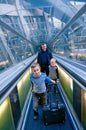 Family travelling in airport