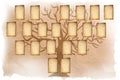 Family tree with empty frames for photos in style, illustration. Space for design Royalty Free Stock Photo