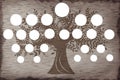 Family tree with empty frames for photos in vintage style, illustration. Space for design Royalty Free Stock Photo