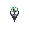 Family Tree Roots And Gps Icon Logo Design. Royalty Free Stock Photo