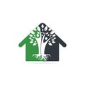 Family Tree And Roots Home Shape Logo Design. Royalty Free Stock Photo