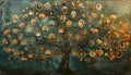 Family Tree: Illustration with Portraits of Relatives Royalty Free Stock Photo