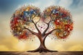 Family tree illustration with symbols of love, unity, and support for international day celebration Royalty Free Stock Photo