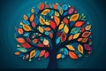 Family tree illustration with symbols of love, unity, and support for international day of families Royalty Free Stock Photo