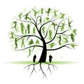 Family tree, relatives, people silhouettes