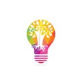 Family Tree Roots And Light bulb Icon Logo Design.