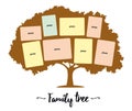 Family tree. Vector silhouette with photo frames. laser cutting template, wall sticker, panel. insert your photo into template Royalty Free Stock Photo