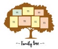 Family tree. Vector silhouette with photo frames. laser cutting template, wall sticker, panel. insert your photo into template Royalty Free Stock Photo