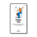 Family Trip In Airplane Summer Vacation Vector