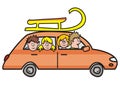 car and sledge, funny vector illustration Royalty Free Stock Photo