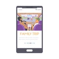 Family trip onboarding page with people in car, vector illustration isolated. Royalty Free Stock Photo