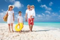 Family on a tropical beach vacation