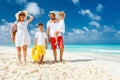 Family on a tropical beach vacation