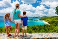 Family at Trunk bay on St John island Royalty Free Stock Photo