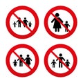 Family with two children sign. Parents and kids